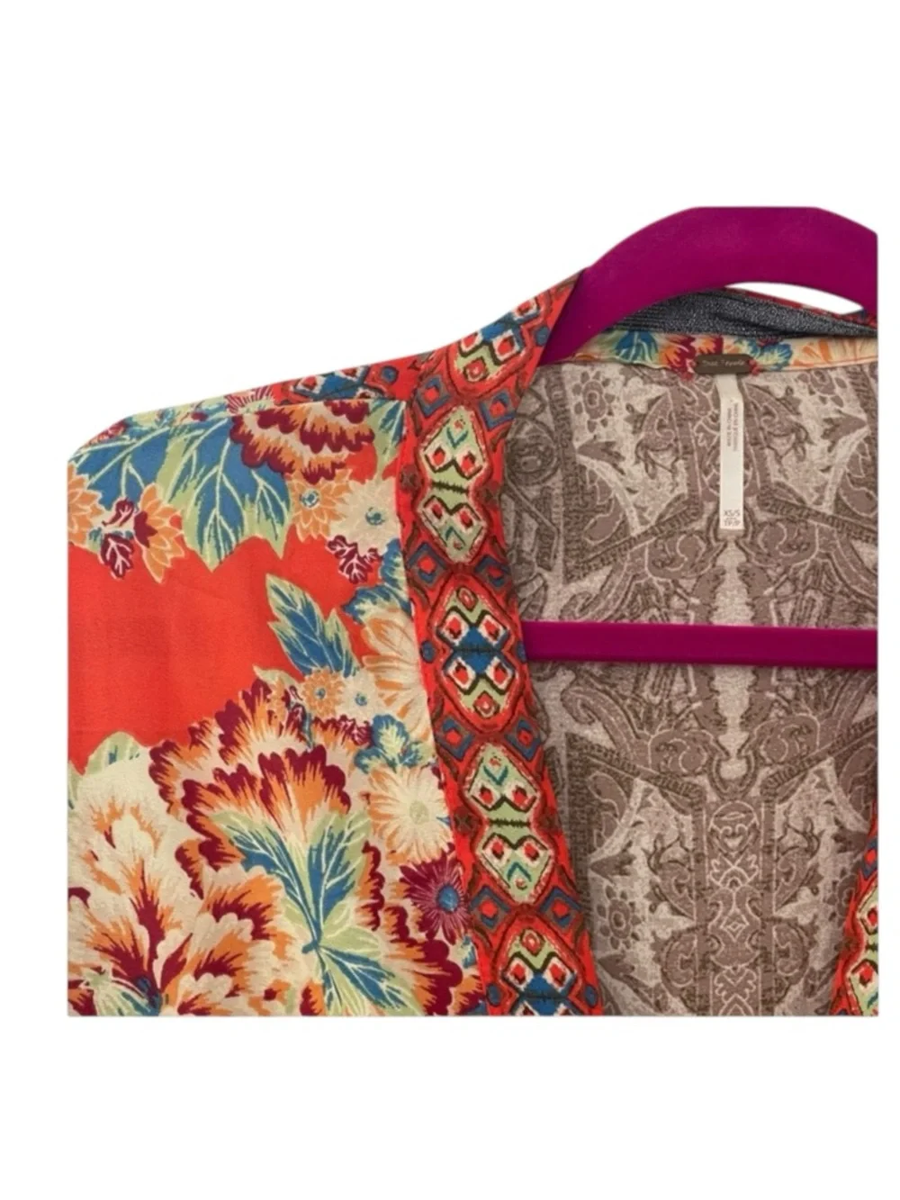 Free People ✿ Wildflower Cinch Kimono Jacket ✿ Tangerine Floral Print ✿ XS S ✿